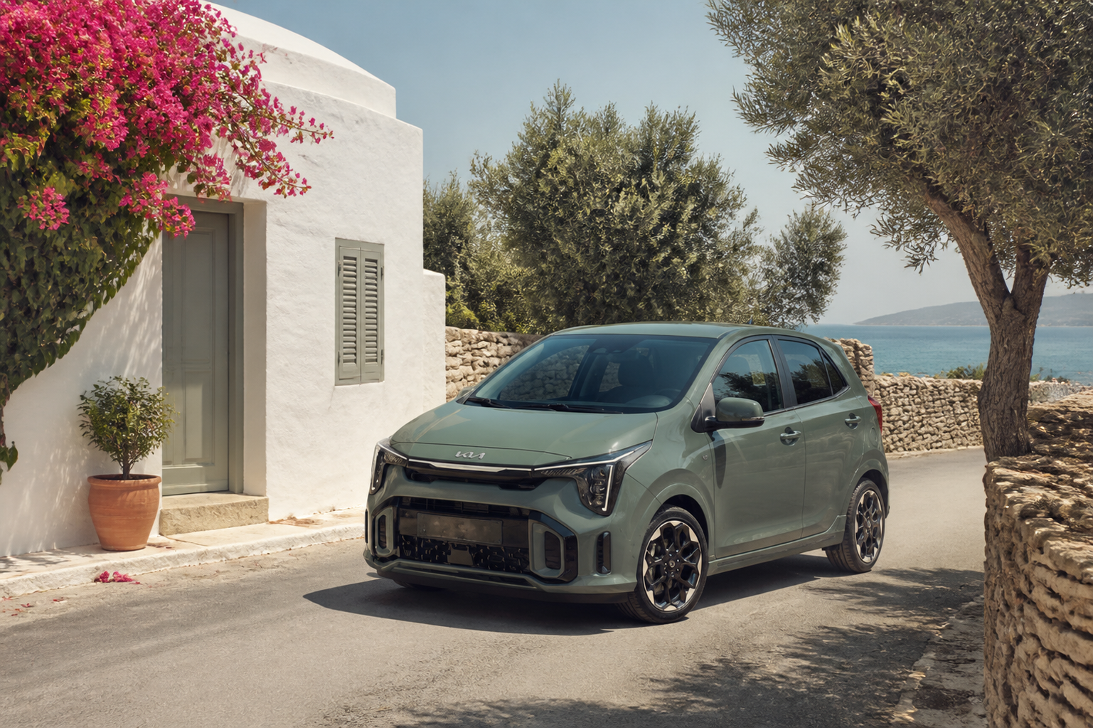 Kia Picanto city car on a Cyprus coastal road