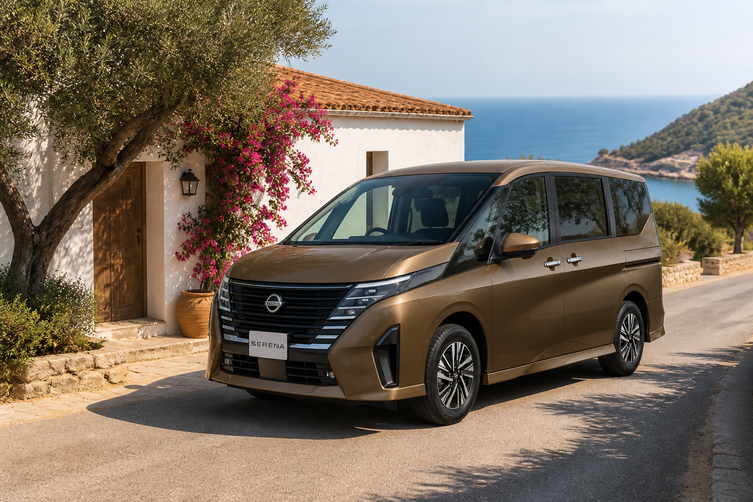 Nissan Serena people carrier on a Cyprus coastal road